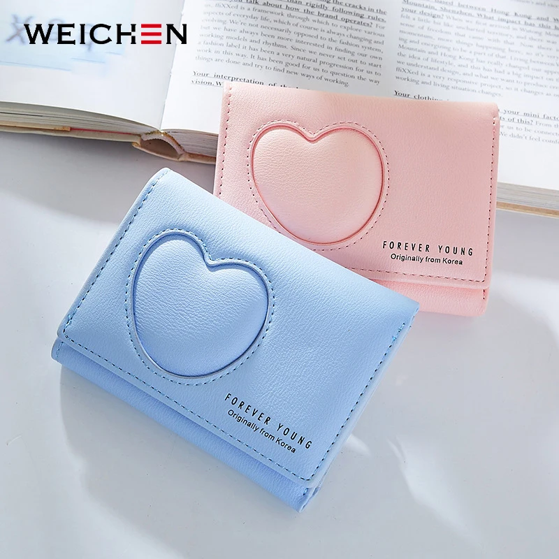 WEICHEN женский короткий кошелек, модные женские кошельки, держатель для карт, женский портативный многофункциональный Одноцветный кошелек для мелочи