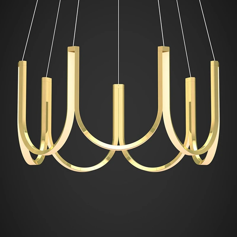 

Postmodern minimalist white aluminum chandelier Nordic creative U-shaped design living room decoration dimmable LED lighting