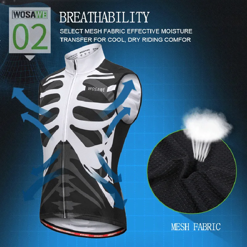 WOSAWE Светоотражающий Жилет для велоспорта без рукавов дышащий ветрозащитный