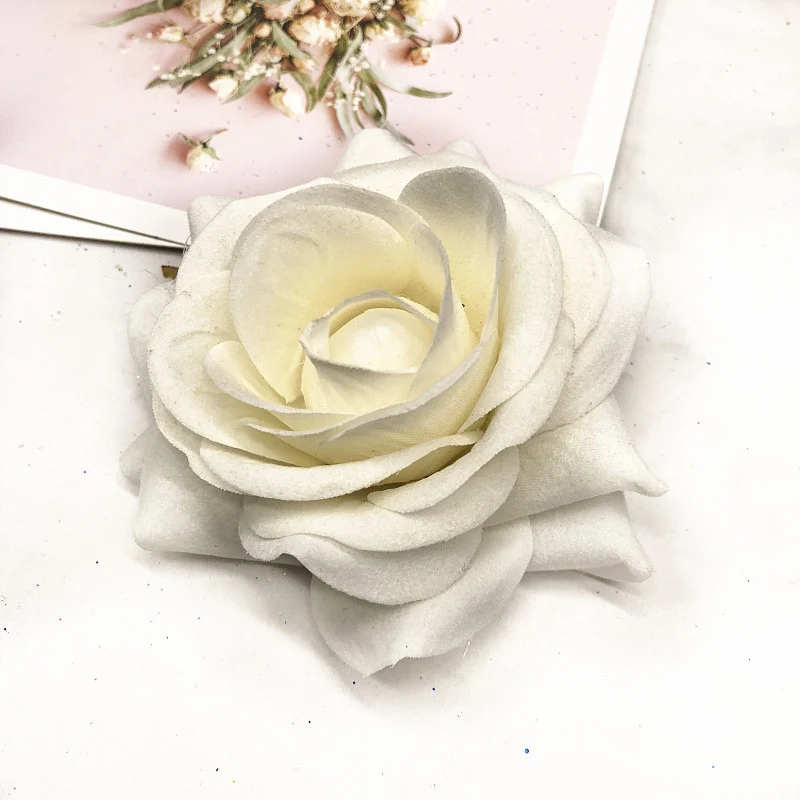 white HINDJEF 5 шт./искусственный шелк головка розы украшение дома/DIY свадебная одежда обувь шляпы коллаж Декоративные искусственные цветы - Цвет: white