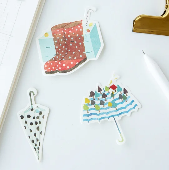 

4 Pack/set Cute Creative Rainy season Memo Pad Sticky Notes Escolar Papelaria School Supply Bookmark Labe