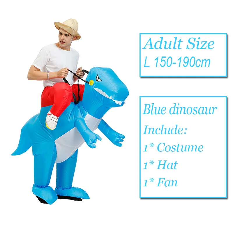Blue dinosaur 1007 Костюм для косплея, надувной динозавр, Детский костюм для косплея, единорог, T-REX, одежда, костюмы на Хэллоуин для женщин и мужчин, фантазийные вечерние комбинезоны - Цвет: Blue dinosaur 1007
