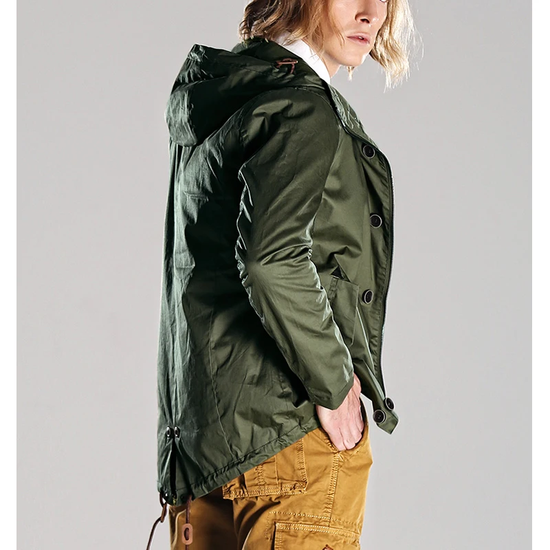 Мужская хлопковая куртка осенняя темно синяя с карманами на кнопках милитари Hombre