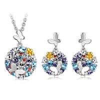 2022 trendy newest gold color crystal african fashion costume jewelry sets for women butterfly necklace earrings sets