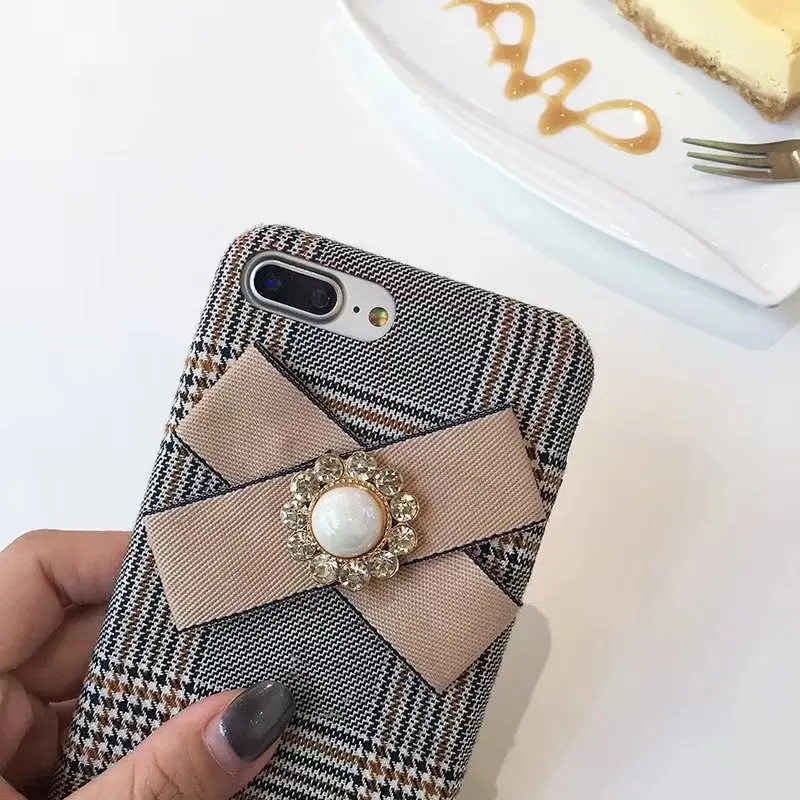 Eqvvol клетчатый Ретро Европейский Стиль чехол для iPhone X 8 7 6 S Plus тканевая