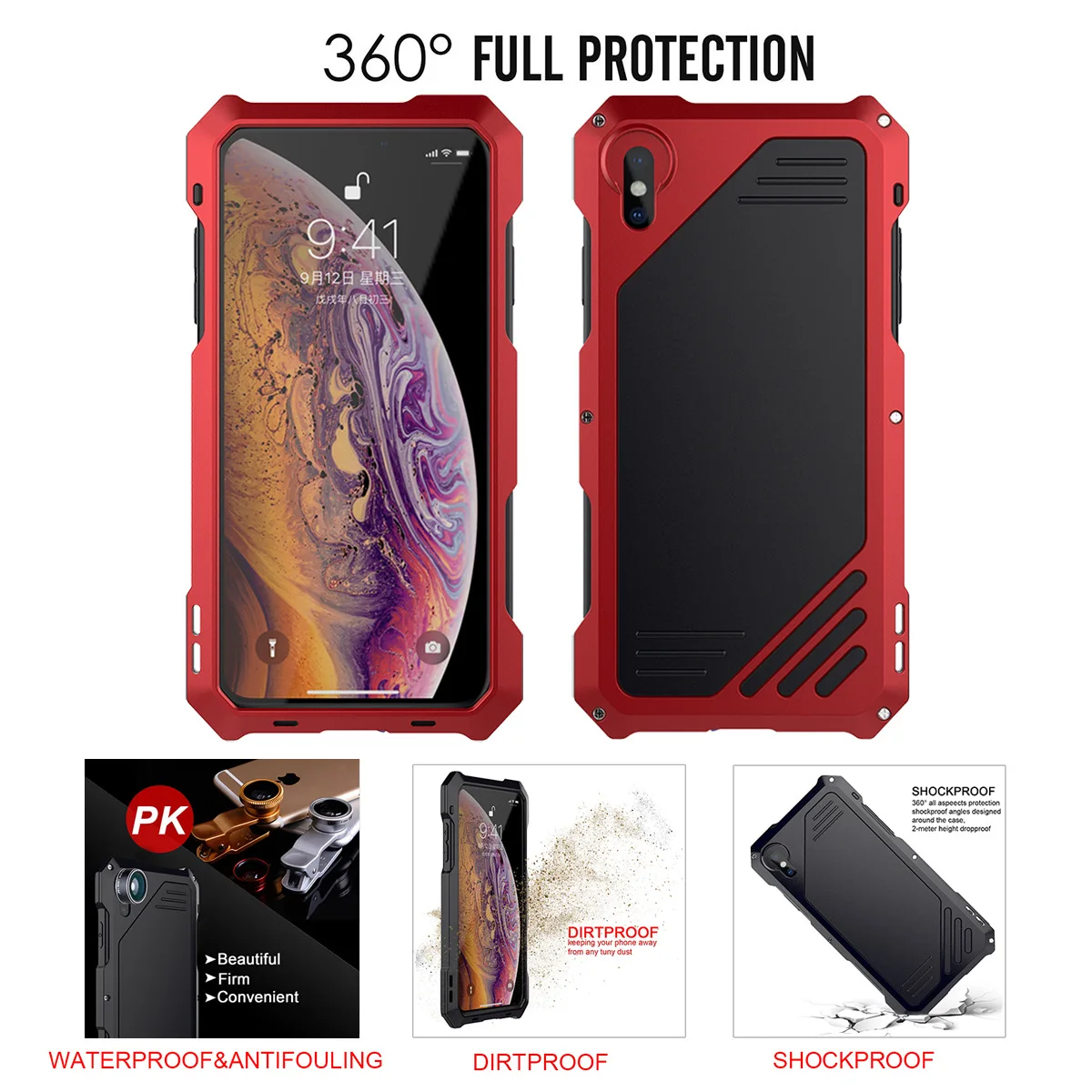 Металлический противоударный чехол для iPhone XS Max XR бампер из алюминиевого сплава для iPhone X с макро широкоугольным объективом рыбий глаз