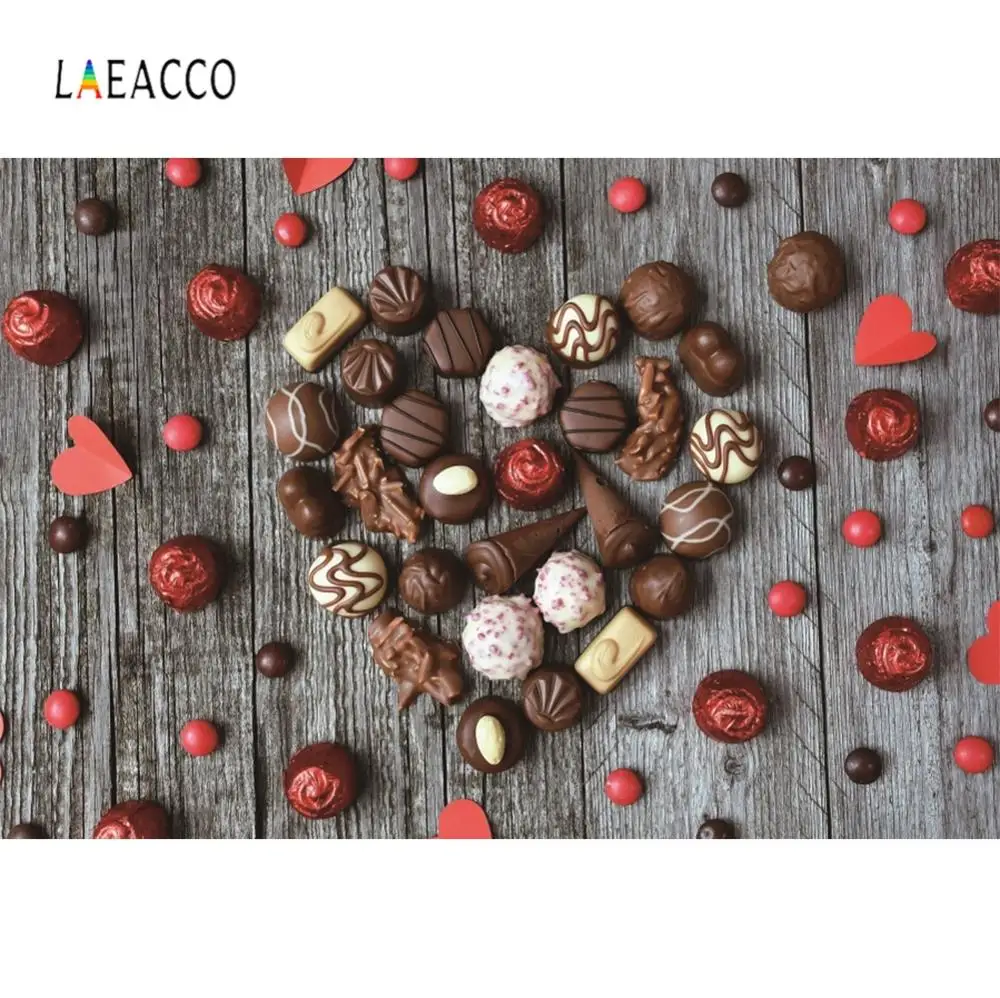 Фоны для фотосъемки Laeacco с деревянной доской шоколадные конфеты сердце десерт