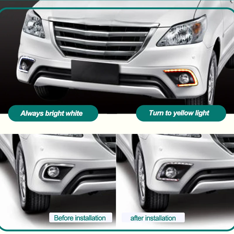 ROADOT для Toyota Innova 2013 2014 2015 Led DRL дневные ходовые огни противотуманные фары с белым