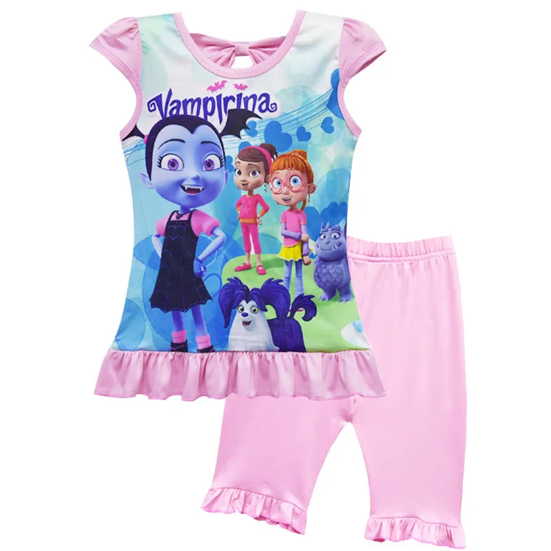 Рождество для маленьких девочек Vampirina пижамы 2 шт. комплект Vampirinas комплект одежды тролли пижамы комплект из двух предметов осень детская одежда - Цвет: style 4