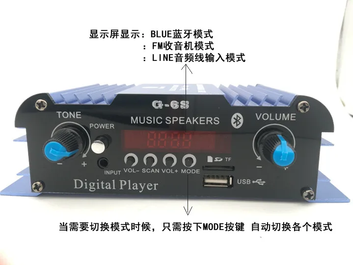 Мини G 6S DC12V 50 Вт + Bluetooth Автомобильный домашний компьютер USB SD FM радио MP3 плеер