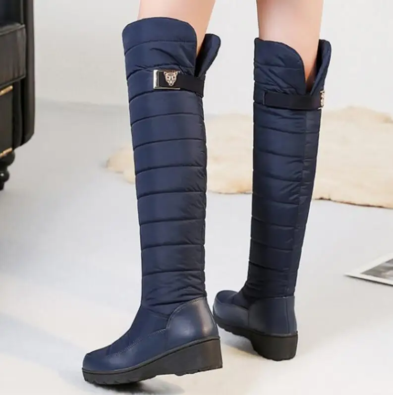 Sapato Feminino/женские сапоги до колена на танкетке женские зимние теплые ботиночки