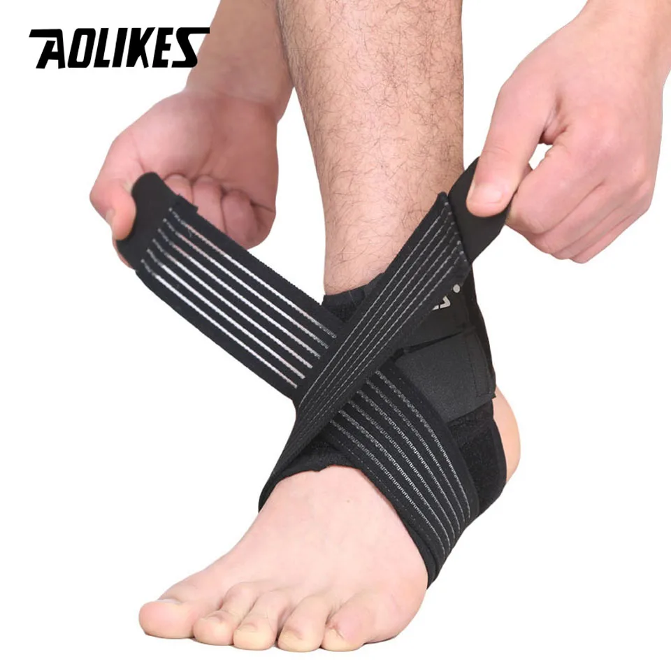 

AOLIKES 1 Pair Elastic Strap Ankle Support Brace Badminton Basketball Football Taekwondo Fitness Heel Protector Gym Equipment