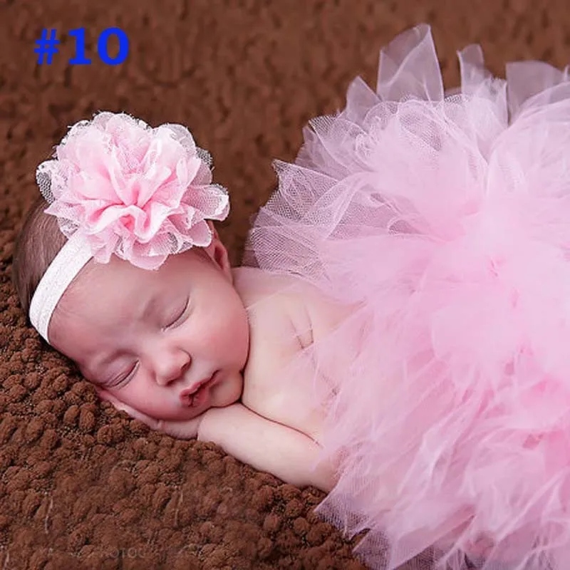 

NEW 13 Designs Newborn Tutu Skirt With Matching Flower Headband Stunning Newborn Photo Prop Baby Girl Tulle Tutu Skirt