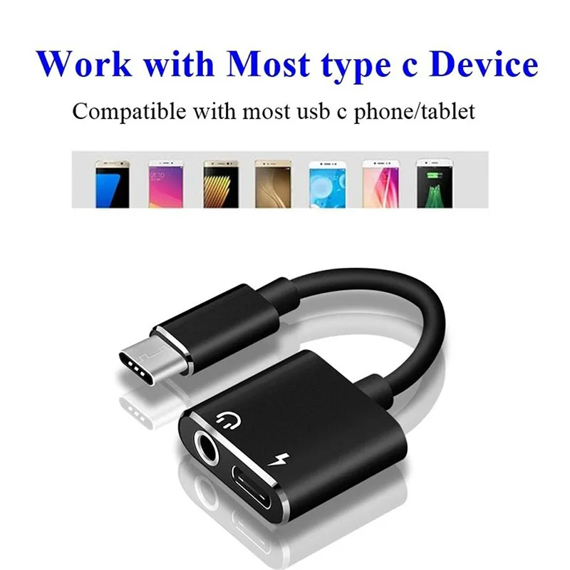 2 в 1 usb type C до 3 5 мм Aux аудионаушники с кабелем адаптер Зарядное устройство USB