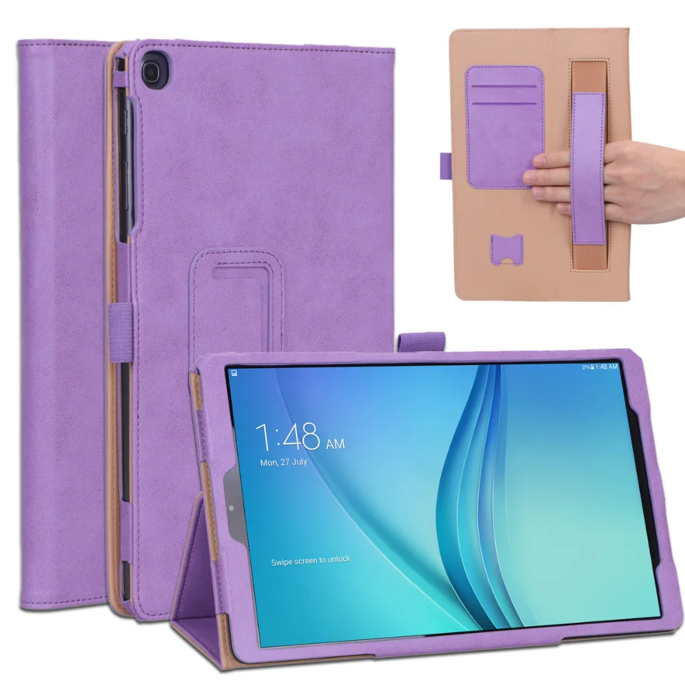 Кожаный магнитный чехол из воловьей кожи с ремешком на руку для Samsung Galaxy Tab A 10 1 2019