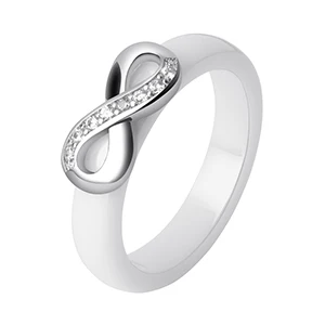 White Rings 925 Elegant Rings Women 4mm Black White Ceramic Ring India Stone Crystal Infinity Comfort Wedding Rings Engagement Brand Jewelry - Main Stone Color: White Rings