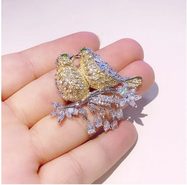 Free shipping 3pcs wedding favor bridesmaid present brooch animal bird diamond brooches for women pin Colored glaze | Дом и сад
