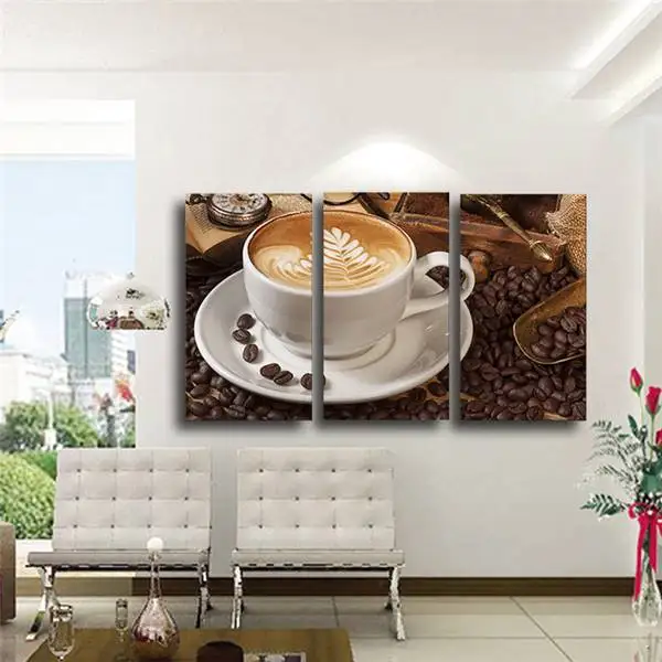 2016 3 Панель кофе Wall Art Картина современная живопись на холсте украшения дома