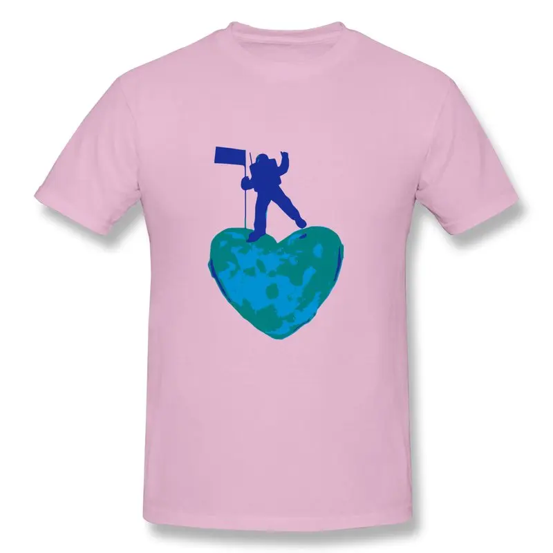 2014 Summer Fashion Style Pre-Cotton T-Shirts Men Astronaut on the heart moon Cute Texts Mens T Shirts | Мужская одежда