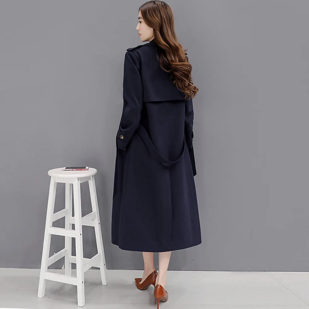 

Spring New Pink Woman Oversize Trench Coat 2020 Long Casual Single Breasted Cotton Turn-Down Collar Trench Femme Outwear OK059
