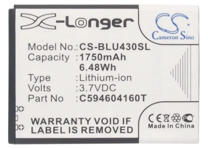 

Cameron Sino 1750mAh Battery C594604160T for BLU D910A, VIVO 4.3