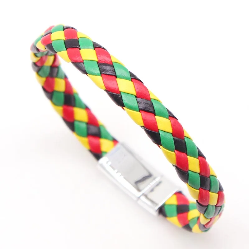 Ограниченная серия Pulseira Masculina Pulseira Feminina 21 см плетеные браслеты из искусственной кожи для браслетов и браслетов Модные мужские ювелирные изделия - Окраска металла: 6