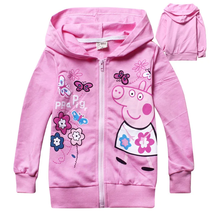 2014 New children clothing coat baby girl peppa pig spring hoodies long sleeve outerwear kid's sweater 6pcs/lot 5351 | Детская