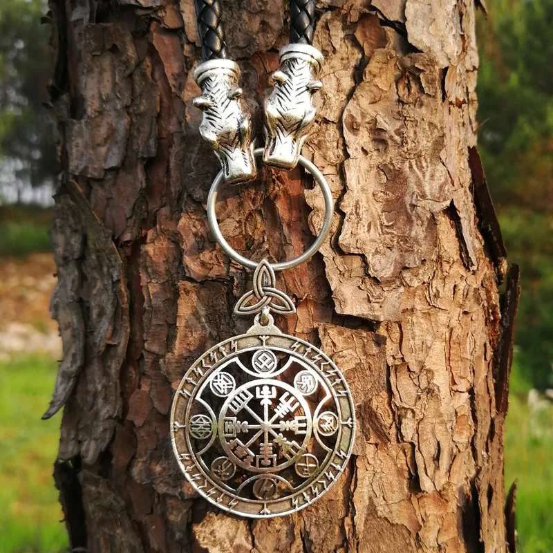 Голова Волка Vegvisir ожерелье с подвеской в форме руны viking кожаное для мужчин и