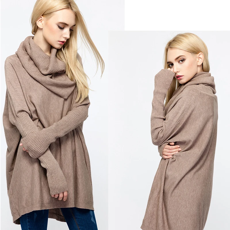 2017 Women Winter Sweater Bat Sleeve Shirt Woman Long Sleeved Turtleneck Coat Color Code Leisure | Женская одежда