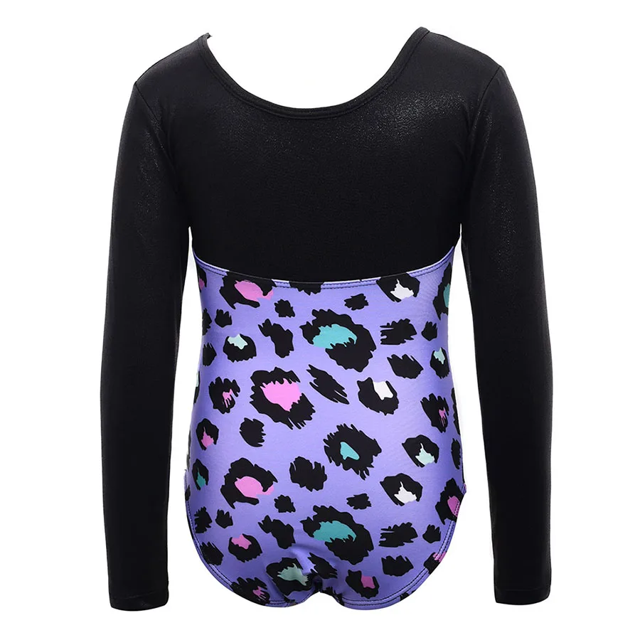 Розовый купальник с длинными рукавами для маленьких девочек гимнастический из