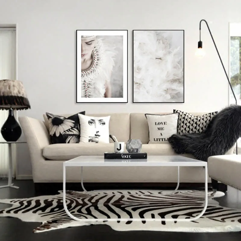 Nordic Feather Wall Art Canvas Painting Beauty Posters And Prints Cuadros Decoracion Pictures For Living Room Frameless | Дом и сад