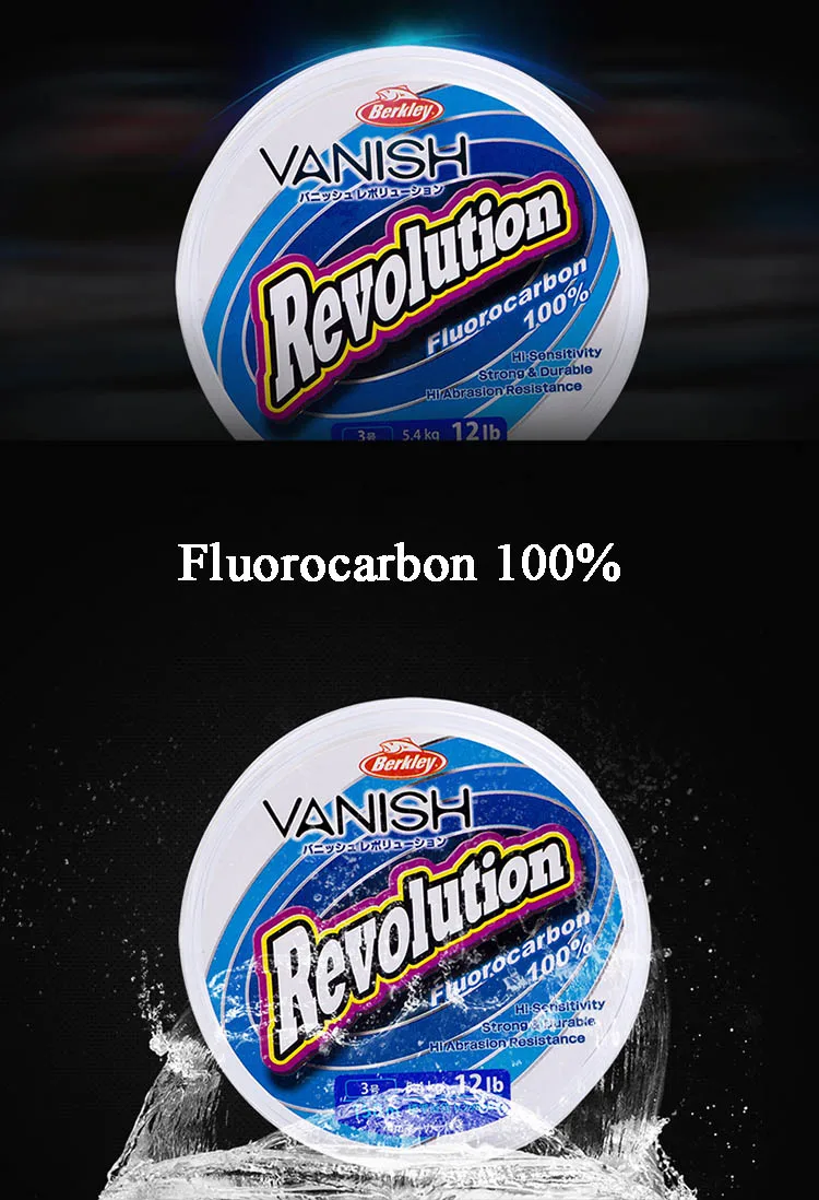 Berkley VANISH Revolution 150 м Фторуглеродные рыболовные лески 2,5-14LB супер сильная брендовая линия лидер чистая бестеневая устойчивость