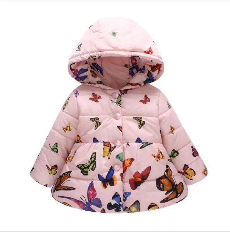 Baby Girl Winter Coat Toddler Girls Coats and Jackets Floral Hooded Warm Cotton Outerwear For Kids Jacket 1-5Y |