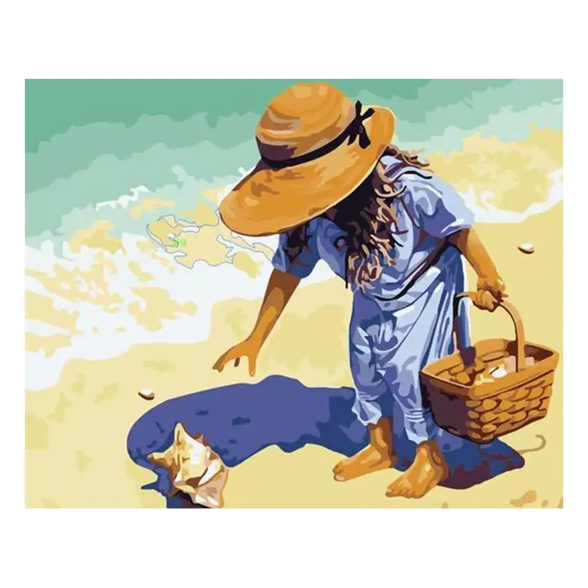 girl painting 7 Раскраска по номерам, краска по номерам, картина, собака, живопись, каллиграфия - Цвет: girl painting 7