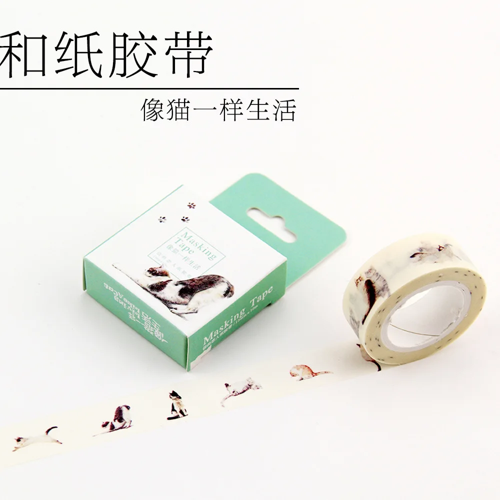 Freeshipping 1.5 см * 10 м Жизни как кошка ручной ленты декоративные фотоальбом diy школа и