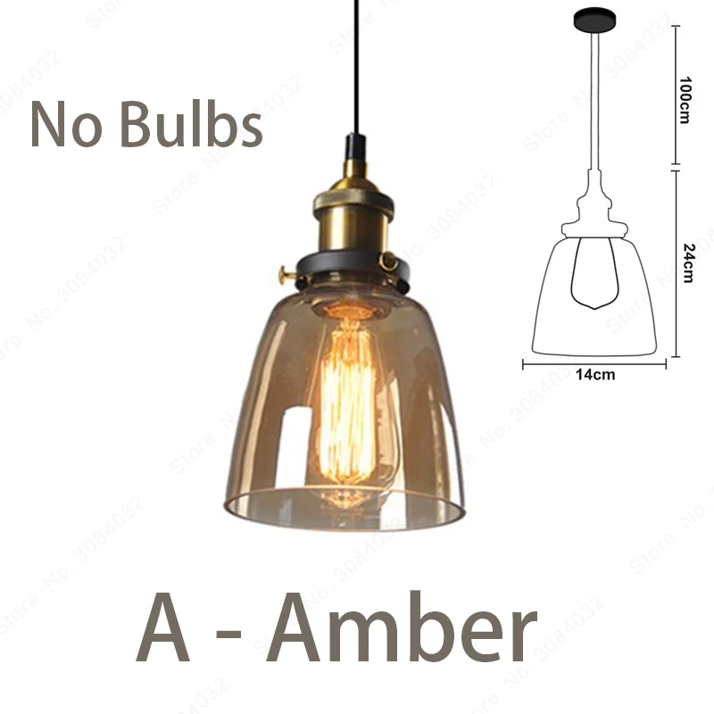 Amber-A BDBQBL светодиодный Лофт винтажная подвесная люстра, подвесные светильники подвесной светильник стеклянный канат промышленный дымчатый серый Colgante Luster кухонный сад - Цвет корпуса: Amber-A