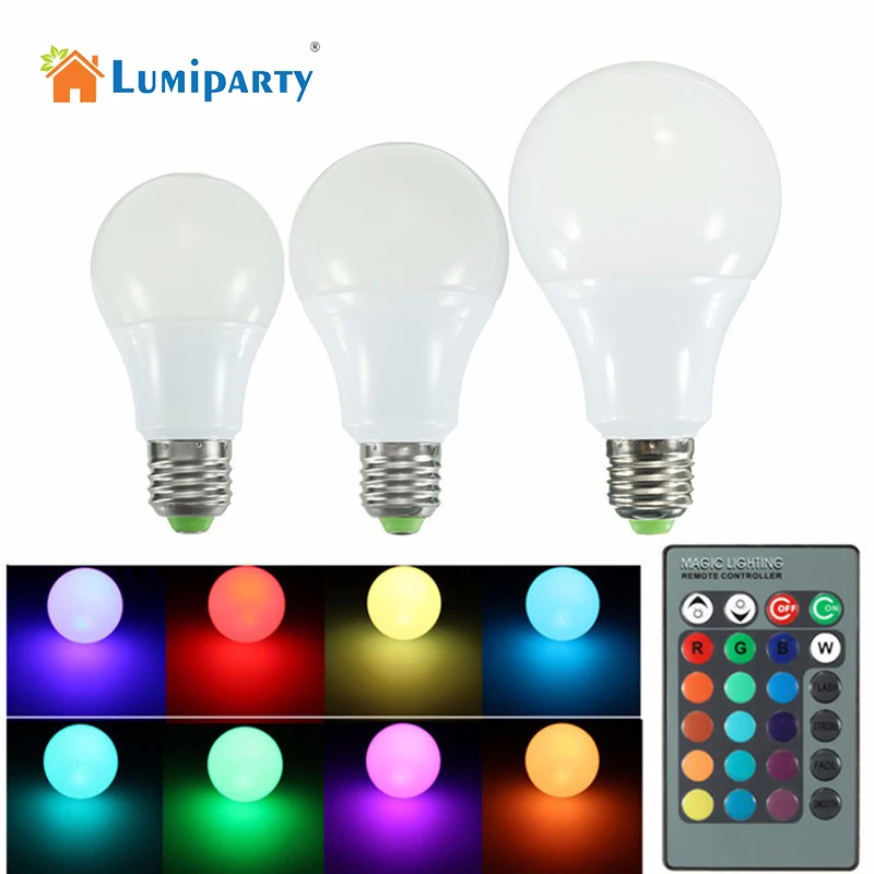 Волшебная Светодиодная лампа RGB E27 16 цветов 10 Вт 85 265 в светодиодный прожектор + ИК
