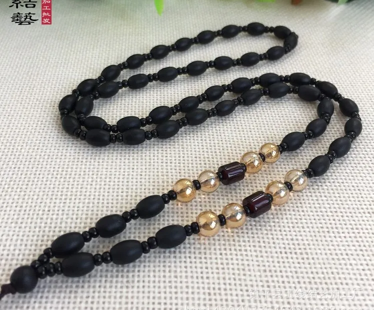 Новое высококачественное Черное Матовое ожерелье с бусинами шнур wampum цепь |