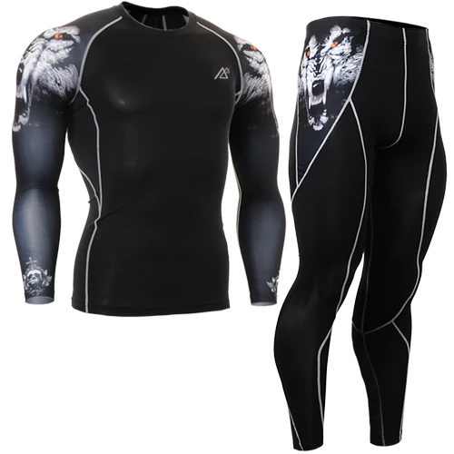 Спортивный костюм Pro для йоги футболка + компрессионные штаны с головой тигра