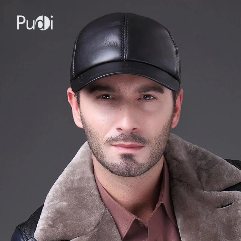 HL008 man Spring Leather Adjustable Solid Deluxe Baseball Ball Cap  brand new men's black  sport golf  trucker hats & caps