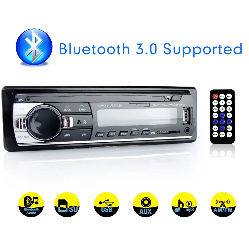 

Автомобильный радиоприемник, стерео плеер, цифровой автомобильный MP3-плеер с Bluetooth, 60 Вт x 4, FM-радио, стерео, аудио, музыка, USB/SD, с входом AUX для ...