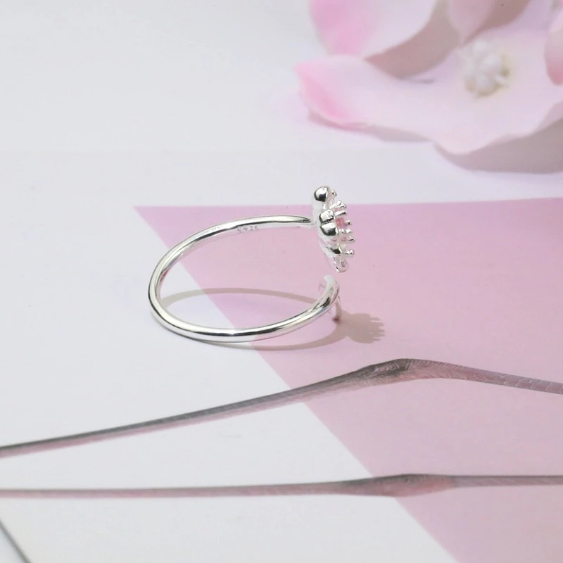 Женское Открытое кольцо с цирконием Sakura серебряное розовое на день рождения