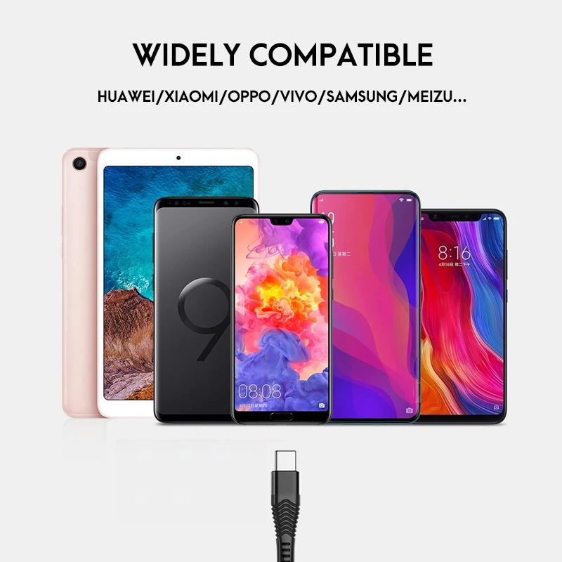 MOXOM USB Type C кабель для Xiaomi Redmi Note4 мобильный телефон быстрая зарядка Micro HTC гибкий