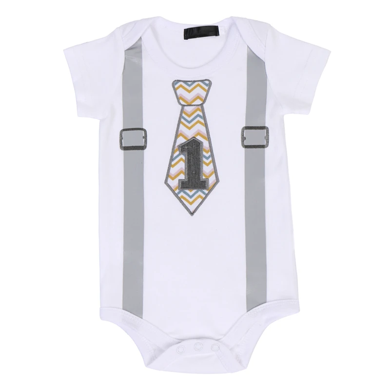 Милый детский комбинезон на 1 й день рождения наряд джентльмена с бантом