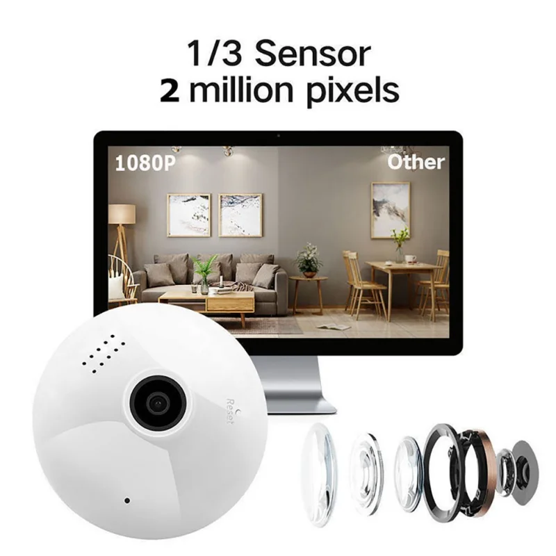Беспроводная Wi Fi IP камера 1080P умный датчик лампа светильник 360 градусов рыбий глаз