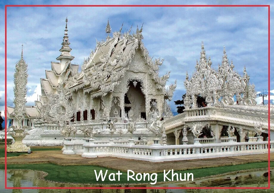 Прямоугольные жесткие магниты 78*54 мм Wat Rong Khun 20157 Таиланд туристические памятные