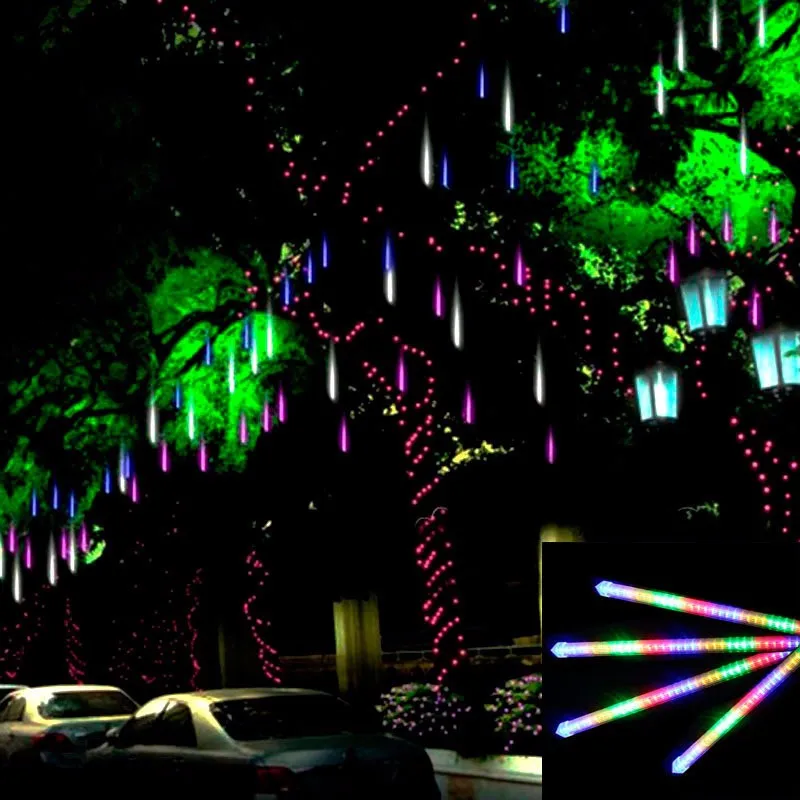 8pcs/set 30CM Meteor Shower Multi-color Rain Tubes AC100-240V LED Christmas Lights Wedding Party Garden Xmas String Light