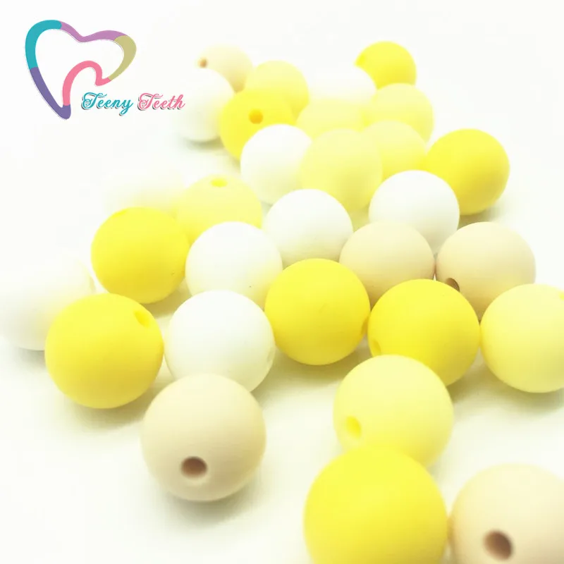Teeny Teeth 50PCS Yellow Series Colors Combo Silicone Round Dia 12-15 MM Loose Beads Teething | Украшения и аксессуары