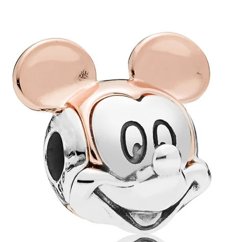 19-Mickey Подходят к оригинальному браслету Pandora, серебряные бусины, рождественские и любовные ажурные подвески для женщин, сделай сам, изготовление ювелирных изделий - Окраска металла: 19-Mickey