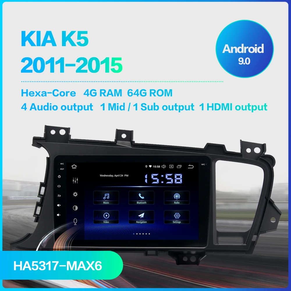 Dasaita " HD ips экран 1 Din автомагнитола Android 9,0 для Kia K5 Optima 2011 2012 2013 Bluetooth GPS HDMI DSP